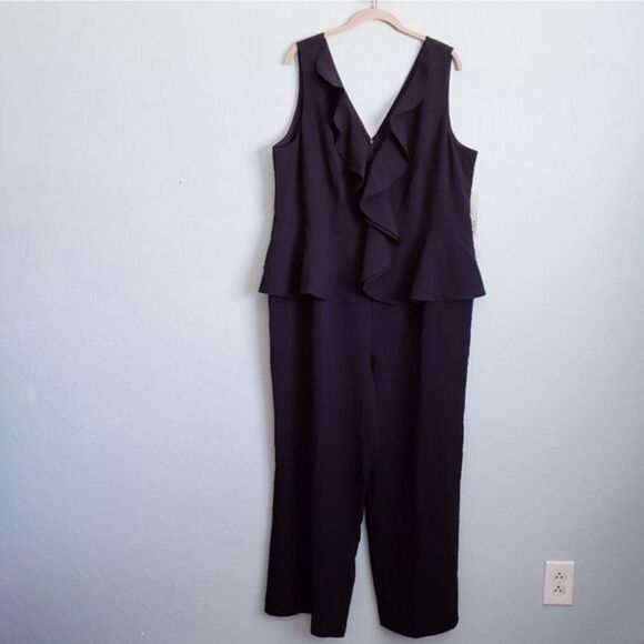 Eliza J‎ Black Sleeveless Peplum Jumpsuit - Picture 2 of 6